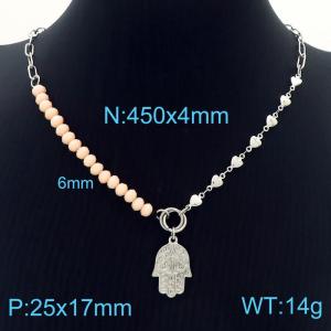 Personality Bead Jewelry Splice Stainless Steel Heart Chain Hand Pendant Necklaces - KN230134-Z