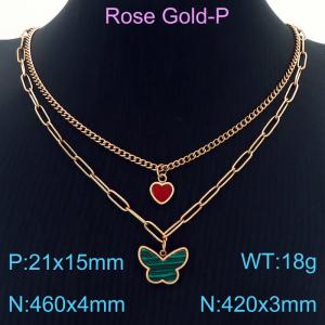 SS Rose Gold-Plating Necklace - KN230232-KFC