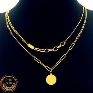 SS Gold-Plating Necklace - KN230344-CM