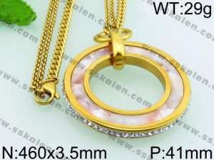 Stainless Steel Stone Necklace - KN23056-Z