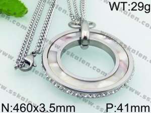 Stainless Steel Stone Necklace - KN23057-Z