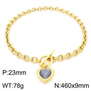 Stainless Steel Stone Necklace - KN230752-Z