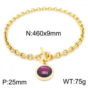 Stainless Steel Stone Necklace - KN230786-Z
