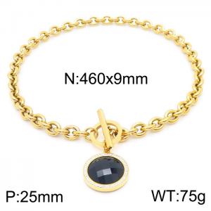 Stainless Steel Stone Necklace - KN230788-Z