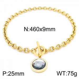 Stainless Steel Stone Necklace - KN230789-Z