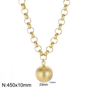 Exaggerated stainless steel pearl chain ball necklace - KN230902-Z