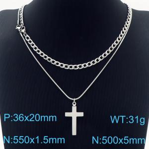 5mm50cm1.5mm55cm=INS Style NK Chain Overlay Snake Bone Chain Stainless Steel Silver Necklace - KN231260-Z