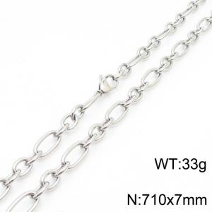 7mm71cm=Simple men's and women's irregular O-ring chain lobster clasp silver necklace - KN231291-Z