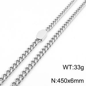 Stylish simple stainless steel Cuban chain neutral-style necklace - KN231462-Z