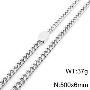 Stylish simple stainless steel Cuban chain neutral-style necklace - KN231463-Z