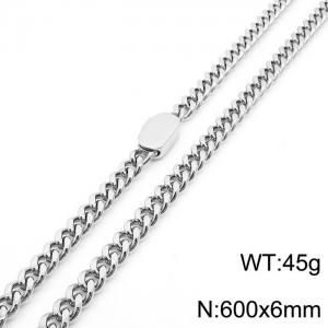 Stylish simple stainless steel Cuban chain neutral-style necklace - KN231465-Z
