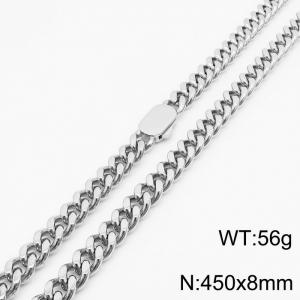 Stylish simple stainless steel Cuban chain neutral-style necklace - KN231476-Z