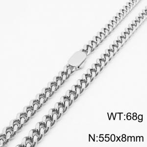 Stylish simple stainless steel Cuban chain neutral-style necklace - KN231478-Z