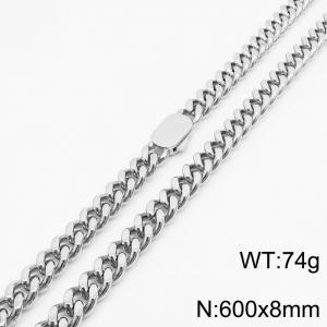 Stylish simple stainless steel Cuban chain neutral-style necklace - KN231479-Z