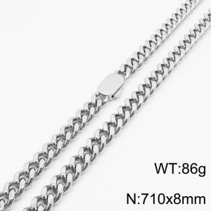 Stylish simple stainless steel Cuban chain neutral-style necklace - KN231481-Z