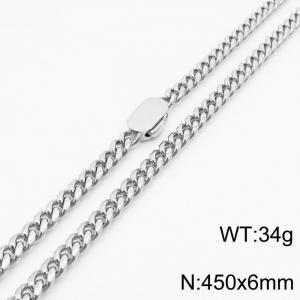 6mm Stainless Steel Cuban Chain Necklace For Women Men Silver Color Hip Hop Jewelry Gift - KN231532-Z