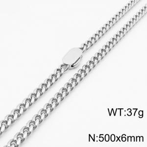 6mm Stainless Steel Cuban Chain Necklace For Women Men Silver Color Hip Hop Jewelry Gift - KN231533-Z