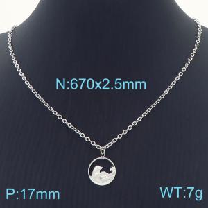 Fashion Simple Stainless Steel Clavicle Chain Sea Waves Pendant Jewelry Necklaces - KN231692-K