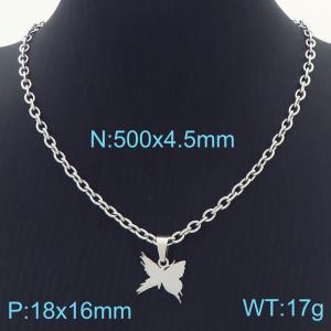 50cm Fashion Stainless Steel Butterfly Pendant O Chain Personality Jewelry Necklaces - KN231704-K