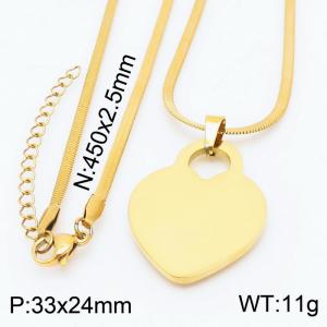 Stainless steel 450x2.5mm snake chain with lock heart pendant trendy gold necklace - KN231722-Z
