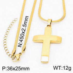 Stainless steel 450x2.5mm snake chain with  classic cross pendant trendy gold necklace - KN231727-Z
