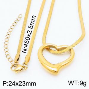 Stainless steel 450x2.5mm snake chain with  heart pendant trendy gold necklace - KN231728-Z