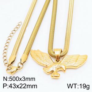 Stainless steel 500x3mm snake chain with eagle pendant trendy gold necklace - KN231762-Z
