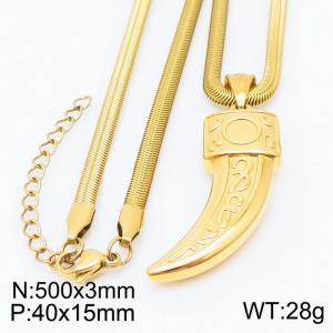 Stainless steel 500x3mm snake chain with machete pendant trendy gold necklace - KN231764-Z