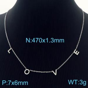 Women's Silver 1.3x470mm O Shape Chain Stainless Steel Name Initial Charm Necklace - KN231815-K