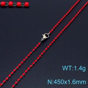 Vintage Style 450 X 1.6 mm Stainless Steel Women Necklace With Harmless Plastic Red Beads - KN231816-Z