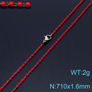 Vintage Style 710 X 1.6 mm Stainless Steel Women Necklace With Harmless Plastic Red Beads - KN231821-Z