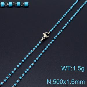 Vintage Style 500 X 1.6 mm Stainless Steel Women Necklace With Harmless Plastic Blue Beads - KN231835-Z