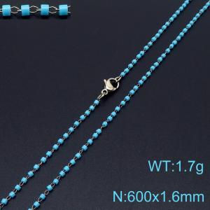 Vintage Style 600 X 1.6 mm Stainless Steel Women Necklace With Harmless Plastic Blue Beads - KN231837-Z