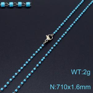 Vintage Style 710 X 1.6 mm Stainless Steel Women Necklace With Harmless Plastic Blue Beads - KN231839-Z