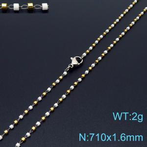 Vintage Style 710 X 1.6 mm Stainless Steel Women Necklace With Harmless Plastic Yellow & White Beads - KN231851-Z