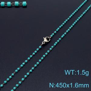 Vintage Style 450 X 1.6 mm Stainless Steel Women Necklace With Harmless Plastic Green Beads - KN231852-Z