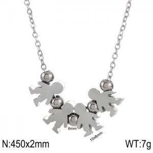 4 Boys Necklace Women Stainless Steel 304 Child Charm Pendant Silver Color - KN231889-Z