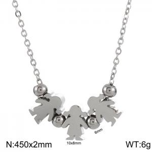 3 Boys Necklace Women Stainless Steel 304 Child Charm Pendant Silver Color - KN231892-Z