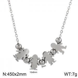 3 Boys 1 Girl Necklace Women Stainless Steel 304 Child Charm Pendant Silver Color - KN231893-Z