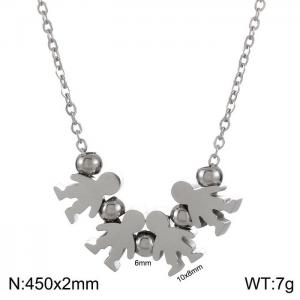4 Boys Necklace Women Stainless Steel 304 Child Charm Pendant Silver Color - KN231894-Z
