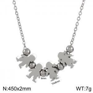 2 Boys 2 Girls Necklace Women Stainless Steel 304 Child Charm Pendant Silver Color - KN231895-Z