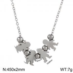 3 Boys 1 Girls Necklace Women Stainless Steel 304 Child Charm Pendant Silver Color - KN231896-Z