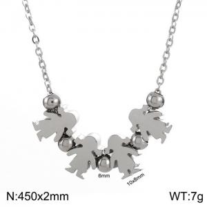 4 Girls Necklace Women Stainless Steel 304 Child Charm Pendant Silver Color - KN231897-Z