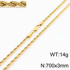 Gold 700x3mm Rope Chain Stainless Steel Necklace - KN231957-Z