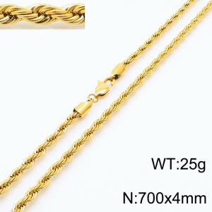 Gold 700x4mm Rope Chain Stainless Steel Necklace - KN231962-Z