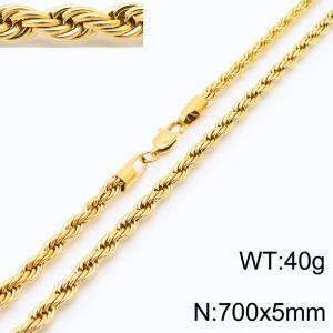 Gold 700x5mm Rope Chain Stainless Steel Necklace - KN231969-Z
