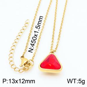 Gold-Plating Triangle Women Pendant Necklace Red Color - KN231973-K