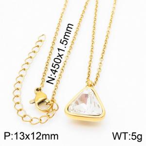 Gold-Plating Triangle Women Pendant Necklace Silver Color - KN231974-K