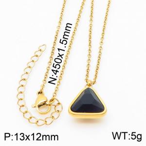 Gold-Plating Triangle Women Pendant Necklace Black Color - KN231975-K