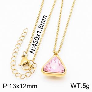 Gold-Plating Triangle Women Pendant Necklace Pink Color - KN231976-K
